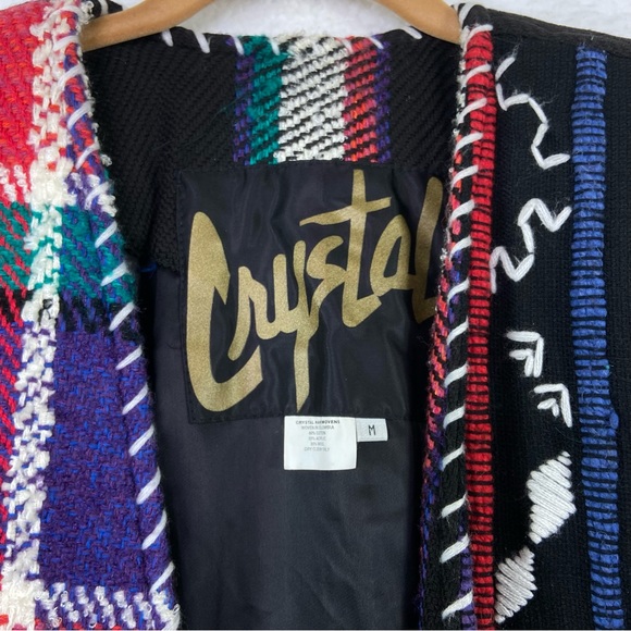 Crystal heavy knit embroidery Aztec boho art to wear open front cardigan jacket. - Picture 4 of 9